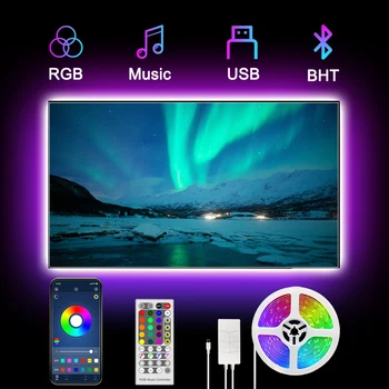 NOVI Bluetooth 5050 LED Trakovi, RGB Svetlobe Prilagodljiv Trak 3M 5V Trak Diod DC12V USB, Daljinsko upravljanje Barvno Spreminjajoče se Svetlobe Trakovi TV