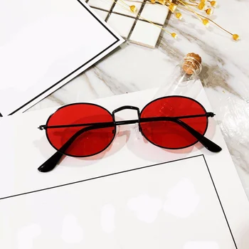 Novi Retro Klasičnih Kovinskih Krog Polarizirana sončna Očala Moški Ženske Luxury Letnik Ogledala Črno Rdeče leče, sončna Očala UV400