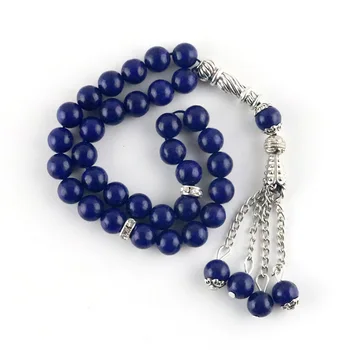 Novo naravnega kamna lapis lazuli 33 kroglice Islamskih Islamski Tasbih Allah 8 mm molitev kroglice modro zapestnico človek zapestnica darilo tesbin