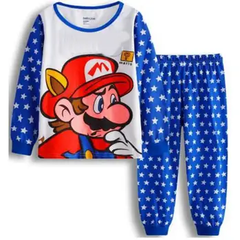 Novo Otroci Pajama Nastavite Fantje Sleepwear 2-7 Let Dekleta Pijamas Nastavite Otrok Mario pyjama T-majica + Hlače Baby Girl/Boy Oblačila