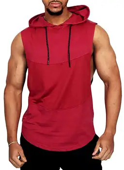 Novo pomlad jesen moške vroče slog mednarodno mrežo ujemanje barve hooded telovnik šport dihanje T-shirt dropshipping vroče prodaje
