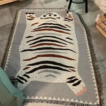 Novo Večfunkcijsko Živali obliko Vrgel Odejo Nordijska White Tiger Kavč Zajema Cobertor Prahu Kritje Gospodinjski kavč doma, dekorativni
