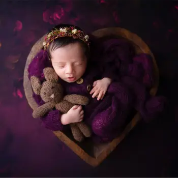 Novorojenček fotografija rekviziti,baby moher stopala romper obleke s spanjem klobuk za otroka fotografija rekviziti