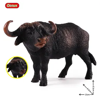 Oenux Original Afriki Buffalo Živali 3pcs Simulacije Mladiče Živali figuric Statične Srčkan Model Zbiranja Igrač Za Otroke