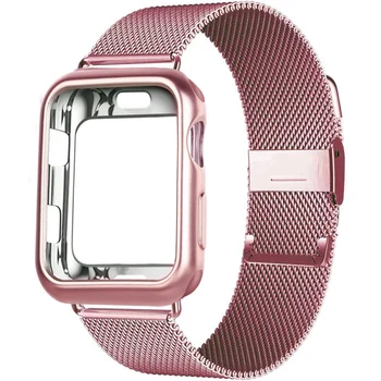 Ohišje+Milanese Zanke Traku Za Apple Watch Band 38 mm 42mm 40 mm 44 mm, iz nerjavnega jekla Kovinska zapestnica za iWatch serije 6 SE 5 4 3 2