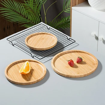 Okroglo Obliko Bambusa Ploščo, Sadni Krožnik Jedi Čaj Pladenj Sladica Večerja Kruh Ploščo Za Shranjevanje Hrane
