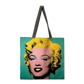 Oljna slika Monroe perilo nakupovalno vrečko dame torba zložljiva nakupovalna torba za plažo tote vrečko