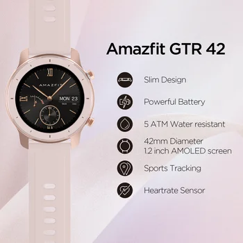 Original Globalni Različici Amazfit GTR 42mm Pametno Gledati 5ATM nepremočljiva Smartwatch 12 Dni Baterije Glasbe Nadzor Za Android IOS