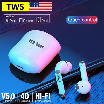 Original i12 TWS Brezžične Slušalke Bluetooth Slušalke Zraka Čepkov Hi-fi Slušalke S Polnjenjem Polje Za iPhone, Android Pametni telefon