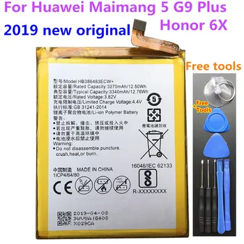 Original Novo Za Huawei Nova Plus MLA-L01 MLA-L02 MLA-L03 GR5 2017 Mate 9 Lite Čast 6X G9 Plus 3340mAh HB386483ECW+ Baterija