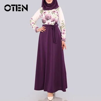 OTEN 2020 Abayas Muslimansko Obleko Za Ženske Priložnostne Elegantno Mozaik Tiskanja Ženske Kimono Islamsko Žensko Ogrinjalo Plus Velikost Obleke Dolgo