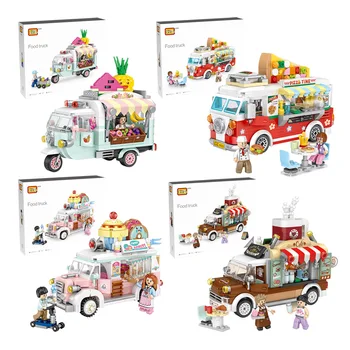 Otroci igrače med nami Združljiv z Lego city stavbe mini bloki ustvarjalca minifigures božično darilo hiša moc anime slika