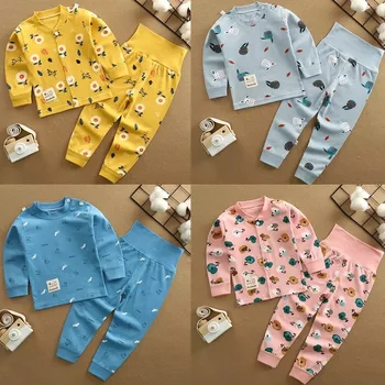 Otrok Bombažno Pižamo Sleepwear Obleke Baby Dekle Oblačila Sklop Novorojenčka Jeseni Hlače Otroci, Fantje Samorog Risanka Sleepwear