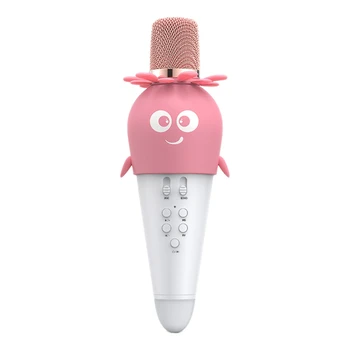 Otrok Brezžični Mikrofon LED Barvna Luč Karaokes Mikrofon Zvočnik Prenosni Mikrofon za Pametni Telefon PC