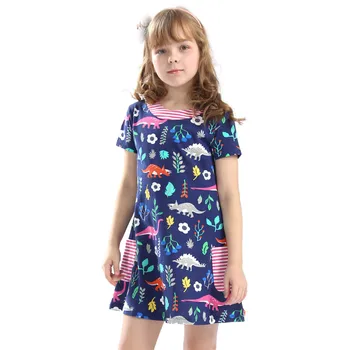 Otrok Dekleta Obleke 3-12T Dinozavri Poletje Princesa Bombaž Baby Dekleta Obleke Nov Prihod Vroče Prodaja Otroci Stranka Oblačila