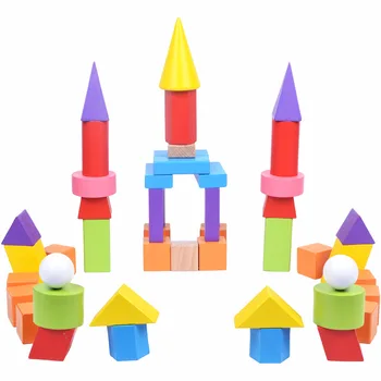 Otrok je 48-kos geometrijske pisane barve lesenih blokov sestavljeni stavbe otrok učenja, poučevanja igrače