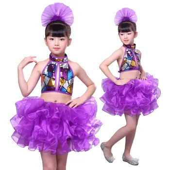 Otrok sequins Latin jazz ples, balet kostume fantje in dekleta sodobne plesne kostume uspešnosti, oblačila, krila tutu