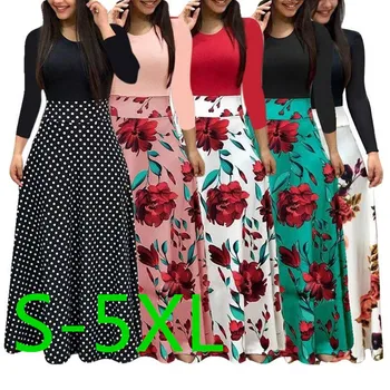 Oufisun 2020 Ženske Obleke Boho Tiskanja Seksi Letnik Ženski Cvetlični Obleke Večer Stranka Obleko Maxi Bodycon Vestidos Haljo Plus Velikost