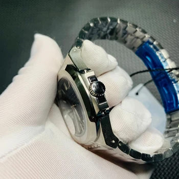 P-p mehanska ura safirno steklo izbiranje modra številčnica zapestnica iz nerjavečega jekla športen bedeti Drsne Blaži pre-lasti watch u1