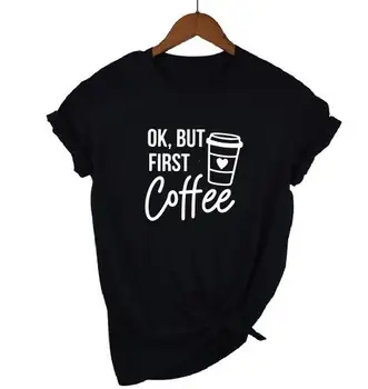 PADDY DESIGN Mamica in Mi je v Redu, Ampak Prvo Kavo Mleka Ujemanje Baby Tuš T-shirt Priložnostne Kratkimi Rokavi Ženske Vrh Tee Spusti Ladje