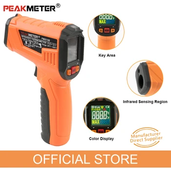 PEAKMETER PM6519B Laserski Digitalni LCD IR Infrardeči Termometer Merilnik Temperature Pištolo Točke -50~500 Stopnjo Ne-Kontaktni Termometer