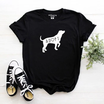 Pes Sprejetje T Shirt Tee Ženska Ženske Doggy Dama, Fant, Kuža Smešno Humor Darilo Prisotna obožujem Pse Pet Sprejetje Rescu
