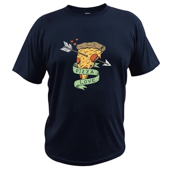 Pizza Je Ljubezen Majica s kratkimi rokavi Naravnega Bombaža Mehko Visoko Kakovost Kratek Rokav Camisetas EU Velikost Bombaž Udobno Kul Vrhovi