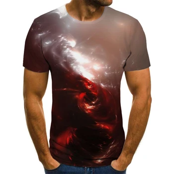 Planet vzorec moška T-shirt za moške poletne priložnostne 3DT-Srajce za moške shirt O-neck majica plus velikost ulične