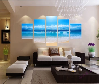Platno slikarstvo pogled na Morje zemljevid 5 kos art steno Modularni Slike steno za dnevno sobo poceni sodobni dekorativni učinek mase