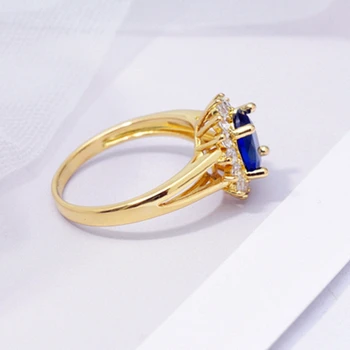 Plemenito Poročni Nakit Crystal Ring ZDA/EU Podolgovat Nosorogovo Modni Modri CZ Obroči Ženski Stranka Darilo