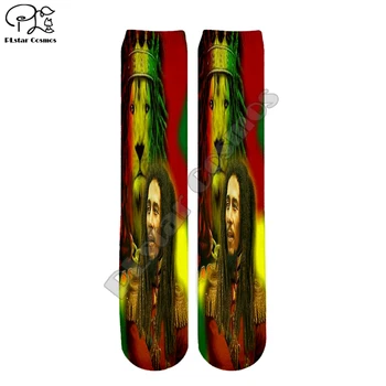 PLstar Kozmos Bob Marley Reggae Zamotek Smešno Pisane Hip Hop Unisex novo modno priložnostne 3Dfull Tiskanja Ženske/moški/fant/dekle kul Toplo Bombaž Gleženj Nogavice tipa 1