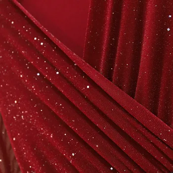 Plus Velikost Božič Rdeče blingbling ženske obleke Jeseni Proti-vrat Dolg Rokav Diamond Bleščice Nezakonitih Ruffle Elegantno Stranke Obleke