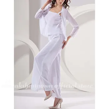 Plus Velikost Mati Neveste Obleko 2020 Elegantno Kvadratnih Vratu Dolžina Tal Šifon s Split Spredaj Vestido de Botra