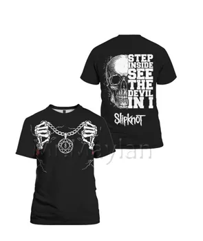 Po meri Hipster Slipknot Band 3D tiskanja Rock moška majica s kratkimi rokavi Moški/ženske T-shirt Smešno igri Kul Tee shirt/Ulične Prevelik Priložnostne Vrhovi