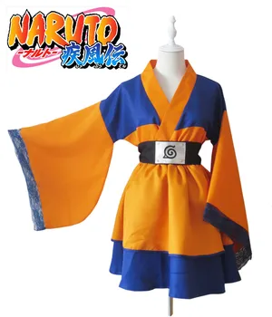 Po Meri Naruto Shippuden Naruto Uzumaki Ženski Lolita Kimono Obleko Lasuljo Anime Cosplay Kostum Za Ženske Obleke Brezplačna Dostava