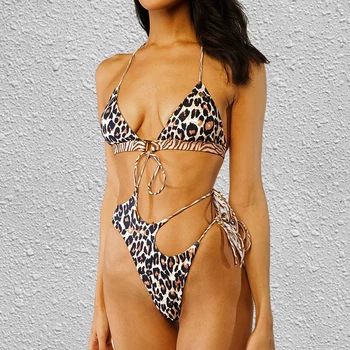 Poletje Leopard En Kos Kopalke Ženske Seksi Povoj Čipke Votlih Monokini Bikini Kopalke, Plavanje Obleko Maillots de bain