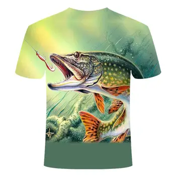 Poletje najnovejše 2019 ribe na Prostem T-shirt človek kul 3D tiskanja ribolov moške kratke vrhovi 0collar casual moški ribolov t-shirt poissons