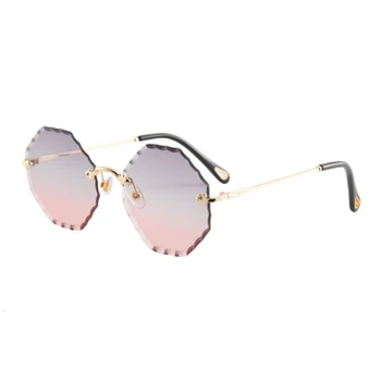 Poligon brez okvirja sončna očala za ženske do leta 2020 luksuzne blagovne znamke kovinsko retro sončna očala ženska ocean gradient leče očala ženski UV