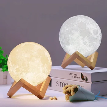 Polnilna Luna Lučka 2 16 Sprememba Barve 3D Light Touch Stikalo 3D Tiskanja Lučka Luna Spalnica Naslonjač Noč Svetlobe Božična Darila