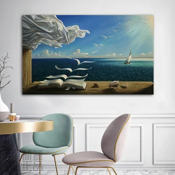 Povzetek Morskih Valov Knjiga Krajine Oljna slika na Platnu Plakatov in Fotografij Cuadros Wall Art Slike Za dnevno Sobo