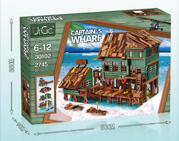 Pozivam Blok UG30101 - UG30105 Ribolov Hiša Pomol Ribiško Ladjo Hiša Diner Captain ' s Wharf Gradnik Opeke Model Igrače za Otroke
