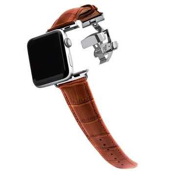 Pravega Usnja trak za apple watch 6 band 44 mm 40 mm 42mm 38 mm zapestnica Metulj sponke watchband za iwatch 6/MP/5/4/3/2/1