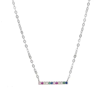 Preprost rainbow vrstici ogrlica Rose zlata, srebrna barva 925 sterling srebrni kovinski visoke kakovosti minimalističen občutljivo nakit