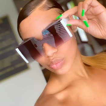 Prevelik Rimless sončna Očala Za Ženske Modni 2020 Letnik Velik Okvir Gradient sončna Očala Ženske Luksuzne blagovne Znamke Oblikovalec Barve, UV