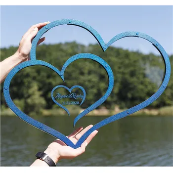 Prilagodite Dvojno Srce oblika Poroka knjiga gostov Pregleden Srce Spusti polje Poroko spustite polje želijo polje 3D Obiskovalcev leseni škatli