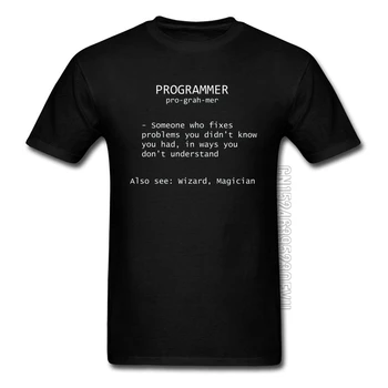 Programer Opredelitev Čarovnik za Čarovnik T Shirt Čarovnice Projekta Coder Deisgn Računalniški Inženir Tshirts Očeta Dady Darilo Tees