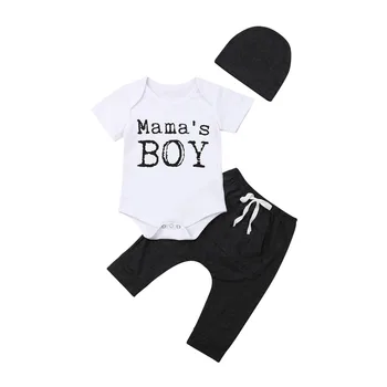 Pudcoco Hitra Dostava Novorojenčka Otroci Baby Boy 3Pcs Oblačila Mamas BOY Bodysuit + Hlače, Dokolenke + Klobuki Skp Obleke Poletje Sunsuit