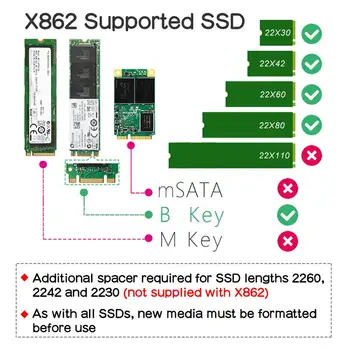 Raspberry Pi 4 Model B X862 M. 2 2280/2260/2242/2230 SATA SSD Ščit, X862 SSD za Shranjevanje Širitev Odbor za Raspberry Pi 4B