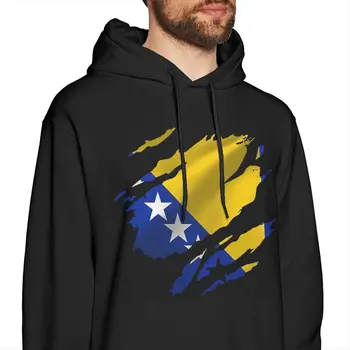 Raztrgana Bosni Zastavo Bosanskem Sarajevu Moški pulover s kapuco Majica