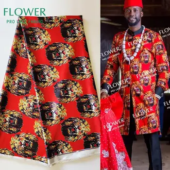 Rdeča Afriške Ankara Tradicionalno Poročno Obleko Iz Svile Čipke Material Visoke Kakovosti 2019 Nigerija George Svile Isiagu Tiskanje Tkanine, Čipke